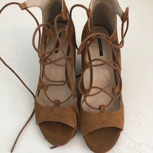 Zara suede lace-up wedges